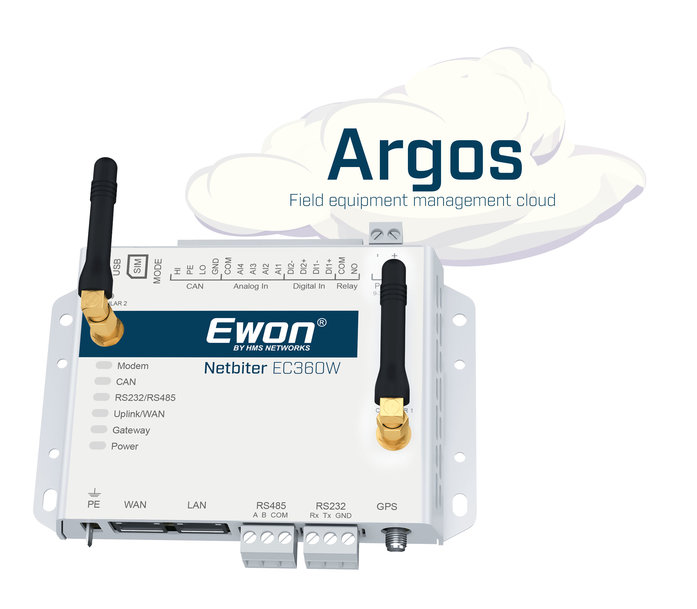 Ewon Netbiter EC360W dengan antarmuka cloud Argos yang telah dirombak and aplikasi seluler yang baru